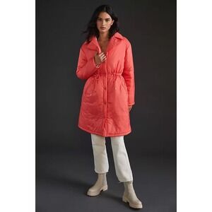 Maeve Anthropologie Coral Pink Cinch Puffer Jacket